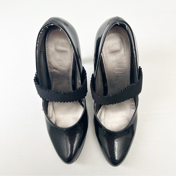 Sam & Libby Mary Jane Platform Heels Black Patent Faux Leather Size 8 - Picture 4 of 15